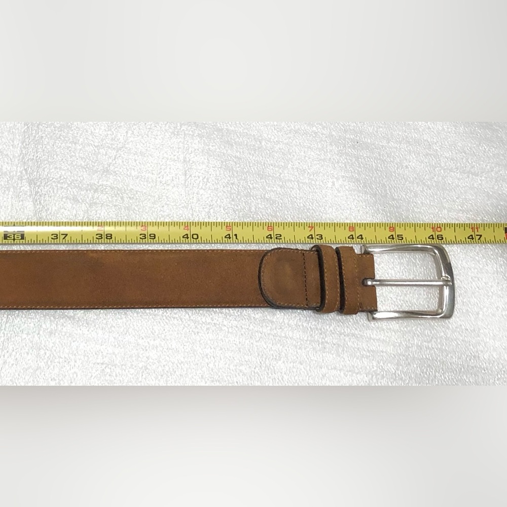 Mezlan Tan Leather Belt with Silver Buckle - Picture 3 of 9